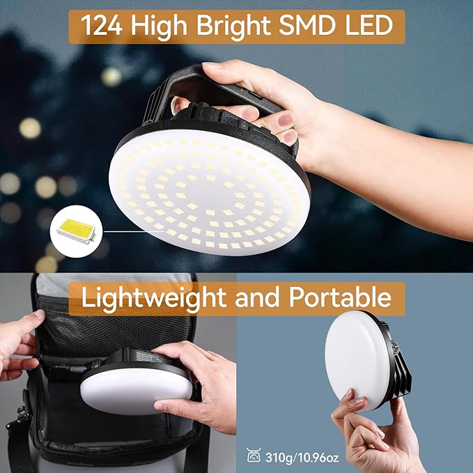 VAVOFO 2Pcs 7200mAh 3000LM LED Camping Lantern Rechargeable 3 Lighting Modes Portable Tent Light with Magnet IP65 Waterproof Hanging Light for Emergencies Power Outages Hurricane（2Pcs）