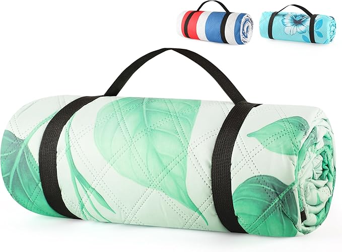 ANJ Outdoors (2025 Upgrade) Extra Large Waterproof Picnic Blankets | Foldable Sandproof Beach Blanket N Outdoor Blanket | 5-Layer Machine Washable Soft Picnic Mat for Camping Grass Park N Stadium