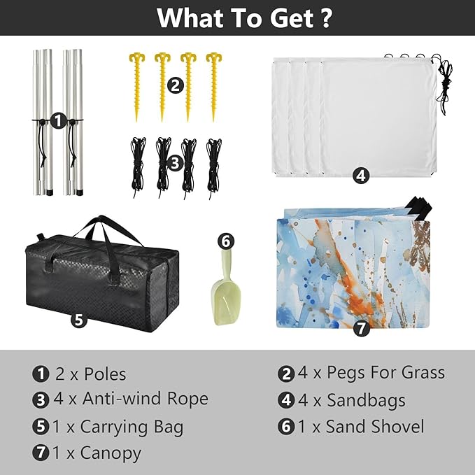ALAZA Basketball Basket Watercolour Beach Tent Sun Shelter UPF50+ Protection Beach Shade Canopy w/ 4 Sandbags for Outdoor Camping Fishing Backyard Fun Picnic 10x9 ft