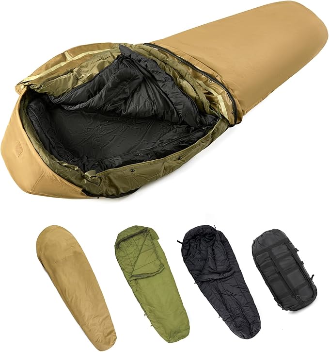 MT Army Military Modular Sleeping Bags System Multi Layered with Bivy Cover for All Season Woodland/Multicam