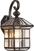 Black Outdoor Wall Light Fixture 1-Light Exterior Porch Light with Clear Glass Waterproof Wall Mount Lantern Sconce for Garage Front Door and Patio Anti-Rust Finish