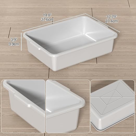 8 L Plastic Bus Tubs Commercial Bus Tub Tote Box Light Gray 5 Packs