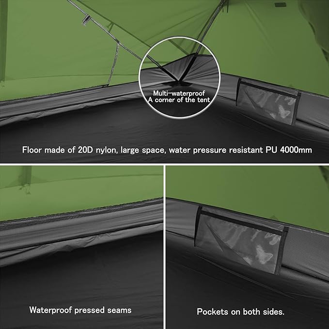 Naturehike Camping Tent 2/3 Person Double Layer Instant Easy Setup Waterproof PU2000mm 54 MPH Wind Resistance UPF 50+ Outdoor Tent for Camping Festivals Backyard Sleepovers