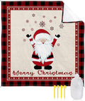 Beach Blanket Waterproof Sandproof OversizedMerry Christmas Cute Santa Winter Snowflake Beach Mat with Corner Stakes Sand PocketsRed Buffalo Plaid Black Check Outdoor Picnic Mat for Travel 95x80In