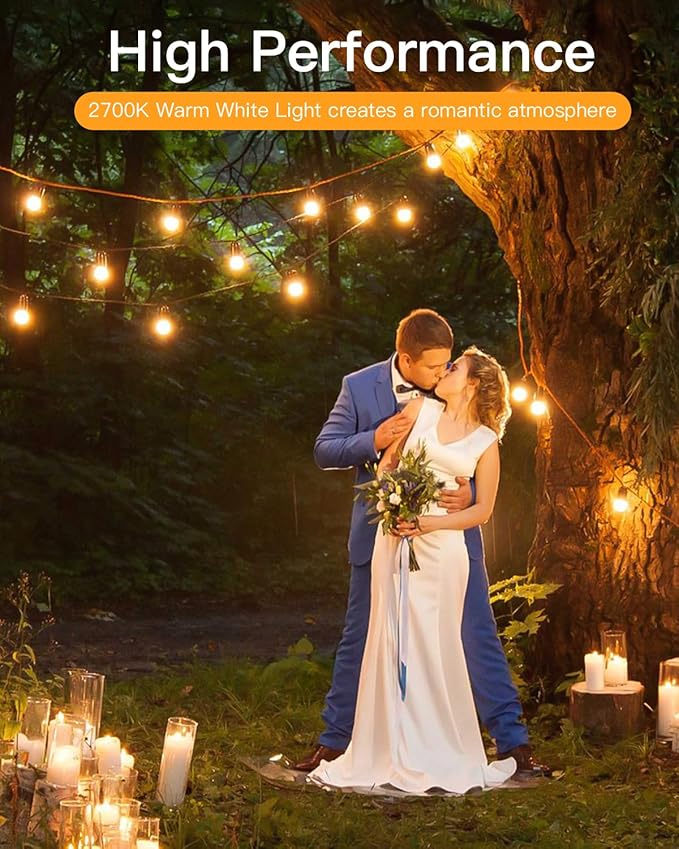GLUROO 60FT LED Outdoor Patio Lights Waterproof with 30+2 Vintage Bulbs Shatterproof Energy Saving2700K Hanging Edison String Lights Outside for BackyardBistroCampingGazebo