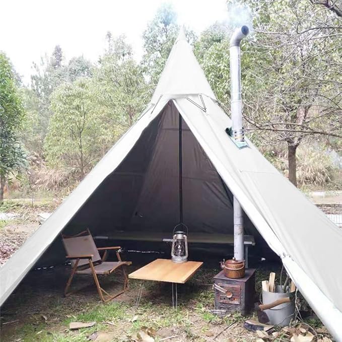 WINTENT 4 Season Waterproof Teepee Tent Yurt with Stove Jack for Adult Camping Hiking Height 7.8FT/240CM