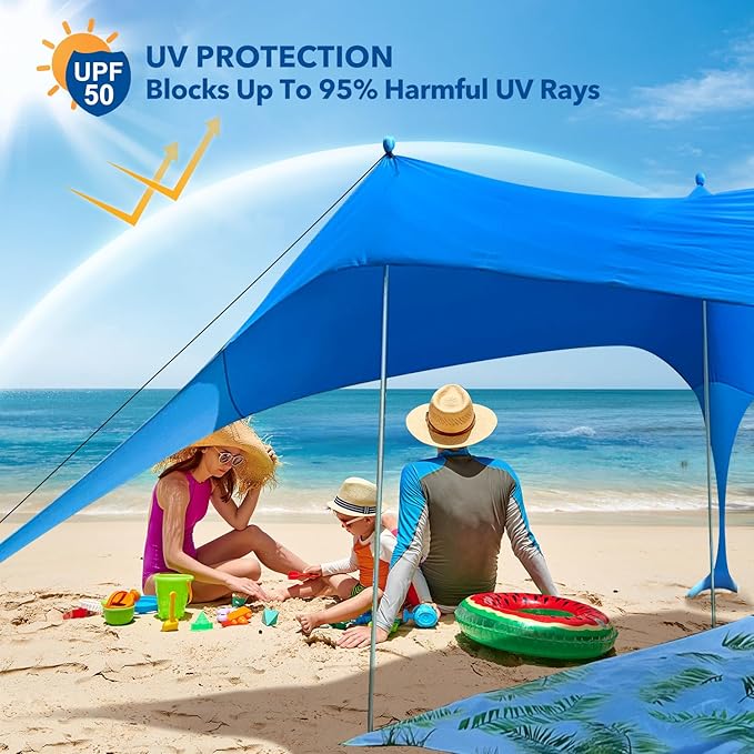 Canopy Tent Beach Umbrella UPF50+ Protection Sun shelter Portable Camping with Sandbag Poles Ground Pegs and Anti-Wind Ropes for Outdoor Camping Backyard Picnics 10X10FT with Beach Blanket Phone Case