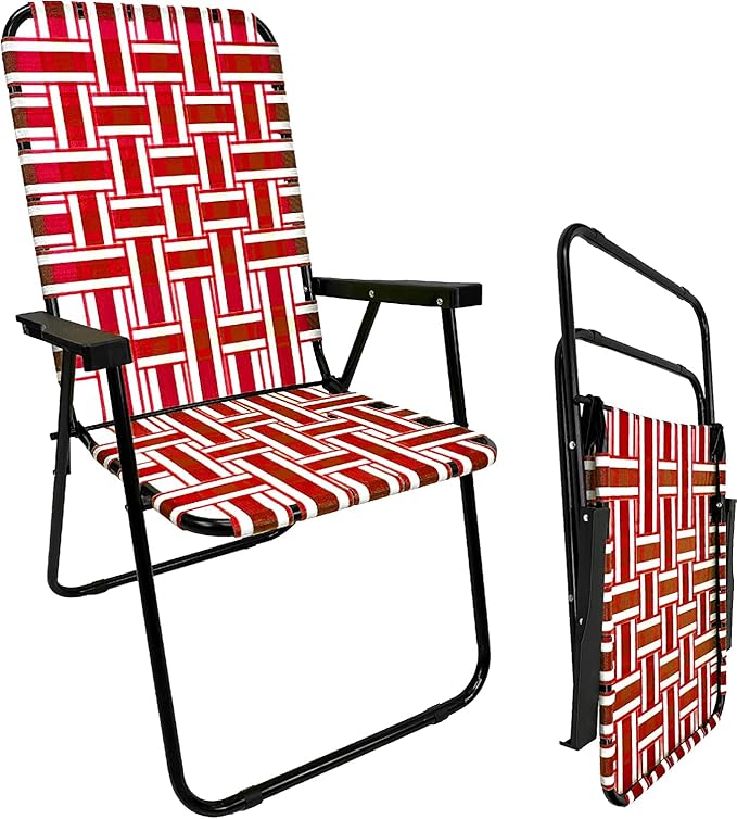Web Chair – Lightweight &amp Portable – Retro Style Lawn Chair – High Back Design - Outdoor Chair for Backyard Camping Sporting Events Concerts Football Games – Easy Folding (Red) 2 Pack