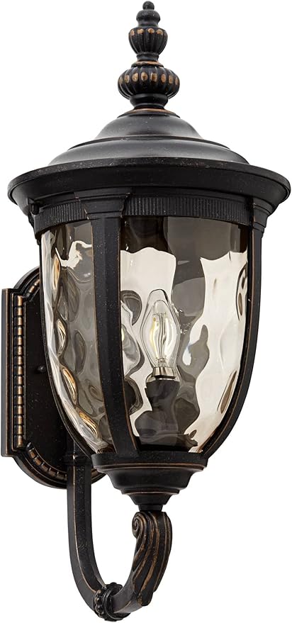 John Timberland Bellagio European Outdoor Wall Light Fixture Sconce Bronze Aluminum 21 Hammered Glass Decor for Exterior House Porch Patio Outside Deck Garage Yard Front Door Garden Home