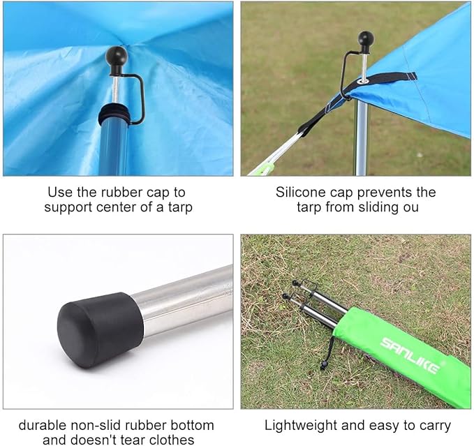 SAN LIKE Tent Poles for Tarp - 90 in Set of 4 Telescoping Canopy Poles for Rooftop Tents Camping &amp Trekking Awning