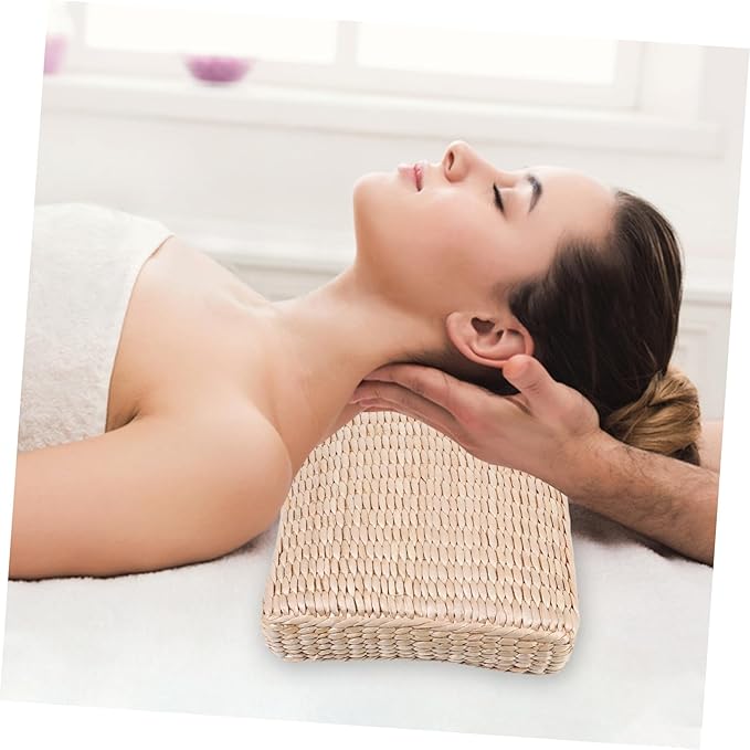 Healifty Cooling Straw Woven Sleeping Pillow for Sweat Steam Rooms Neck Support for Comfortable Sleep Handmade Design for Health and Wellness