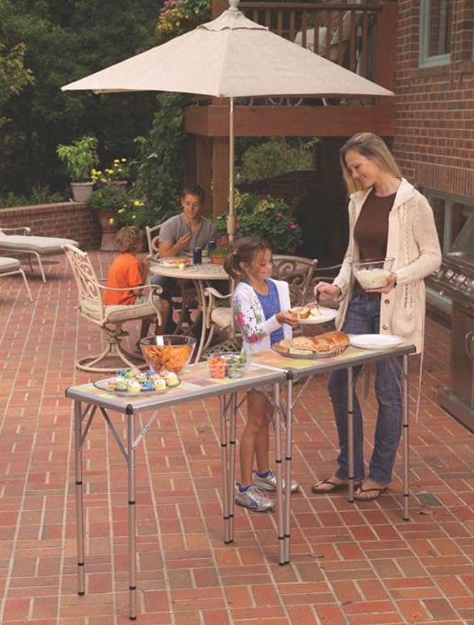 Coleman 4-in-1 Outdoor Folding Table Lightweight Camping Table with 3 Adjustable Heights &amp Carry Handle Great for Patio/Deck Camping Tailgating &amp More