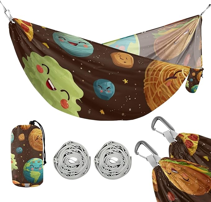 OTVEE Camping Hammock Space Treat Art Portable Hammocks 500lb Upgraded Thickened Durable Single Hammocks with Tree Straps &amp Travel Bag for Camping Outdoor Indoor Patio Backyard