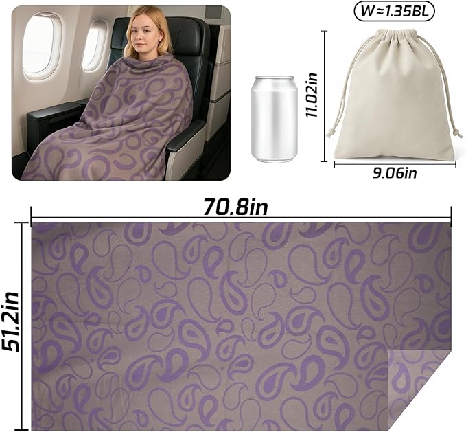 Travel Blanket Airplane - Ultra Soft &amp Lightweight Knit Design Compact Airplane Blanket53x72 InchStylish Travel Shawl Wraps for FlightsOfficeHome UseTravel Essentials &amp Gifts