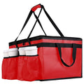 musbus Insulated Food Delivery Bag with Cup Holders/Drink Carriers Premium XXL Great for Beverages Grocery Pizza Commercial Quality Hot and Cold Red-bt 23W * 14D* 15H cup sleeve insulation