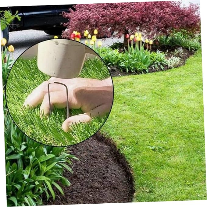 4Pcs Heavy Duty U Shaped Tent Stakes Durable Ground Pegs for Trampoline Canopy Awning and Camping Easy to Install Landscape Pins with Pointed Ends for Secure Grounding