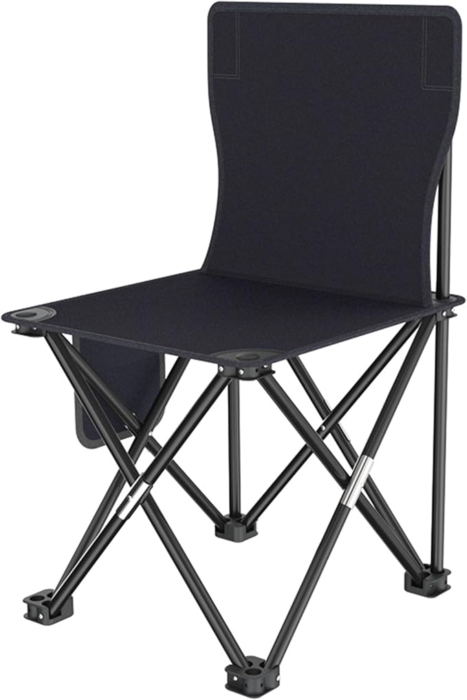 Portable Folding Stool for Camping | Outdoor Collapsible Stool Lightweight Compact Foldable Travel with Durable Oxford Fabric for Hiking Fishing Beach (Black)