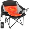 Suteck Heated Camping Chair with 20000mAh Battery Oversized Heated Chairs W/3 Heat Levels &amp 2 Heating Zones Portable Heated Folding Chair Use for Outdoor Sports Camping Lawn