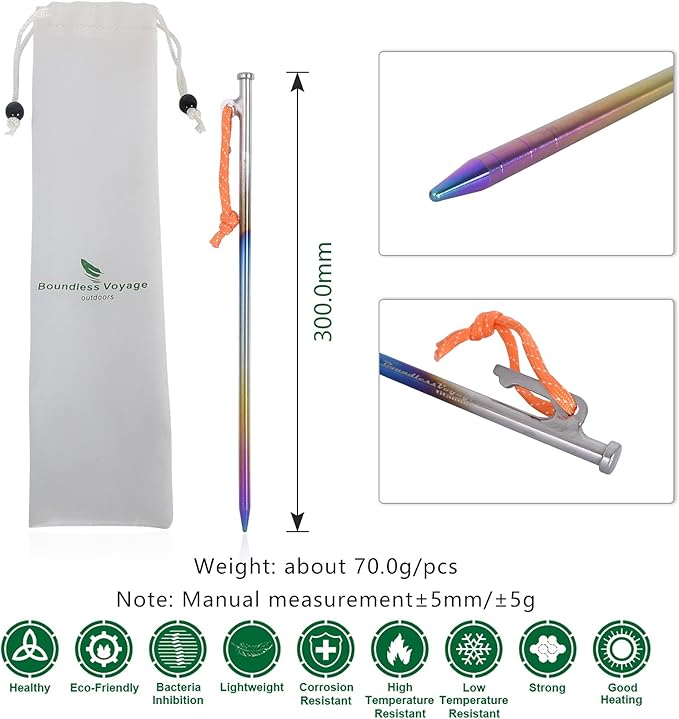 Boundless Voyage 6pcs/lot Titanium Alloy Tent Pegs Outdoor Camping Awning Tent Stakes Lightweight Hiking Climbing Tent Nail 24cm/30cm/35cm