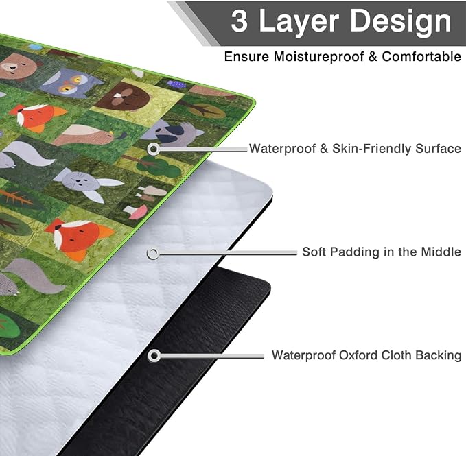 Extra Large Picnic Blankets Waterproof Foldable (60x 80) Boho Beach Blanket Waterproof Sandproof3-Layer Thicking Mat Outdoor Packable Camping Blanket