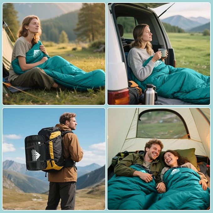 AGEMORE Cotton Flannel Sleeping Bag for Adults Lightweight XXL Cotton Sleeping Bag for Camping Backpacking or Hiking Water Resistant 3-4 Season Sleeping bag for Warm &amp Cool Weather