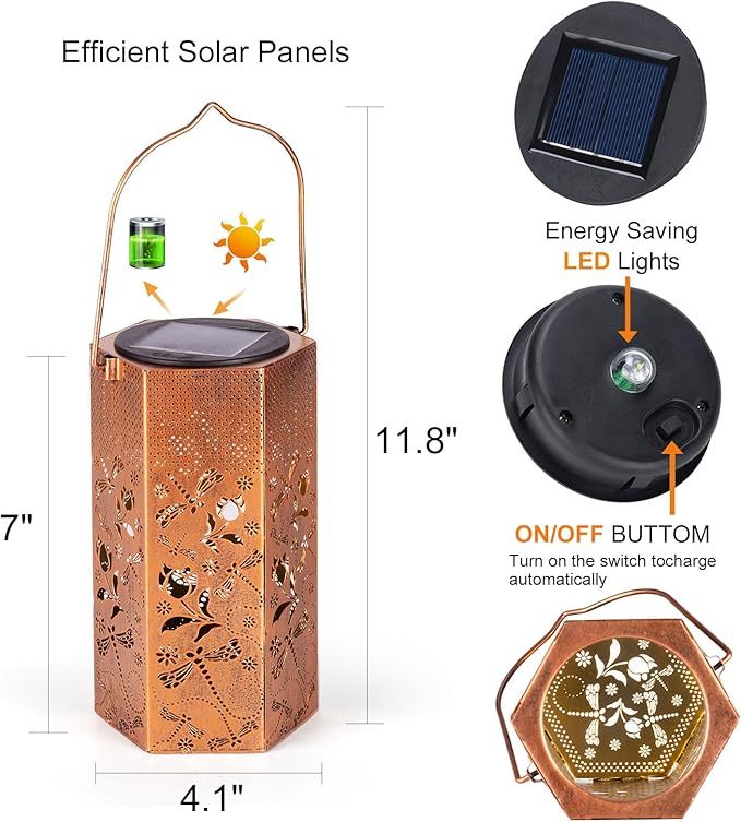 Dragonfly Solar Lanterns Outdoor Waterproof - Mothers Day Gifts for Mom Grandma Birthday Gifts for Women Solar Lights Outdoor Garden Decor for Outside