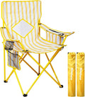 Nazhura 2 Pack Folding Camping Chair with Cooler Pouch Mesh Backrest and Cup Holder Pocket (Yellow 2 Pack)