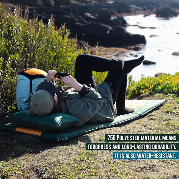 Camping Sleeping Pads and Camping Pillow Set - Ultralight Sleeping Pad for Camping Backpacking Pad and Hiking Sleeping Pad- Ultralight and Packable Floor Sleeping Mat and Pillow Set