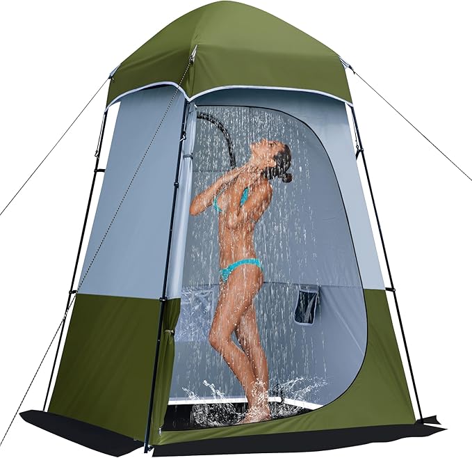 Camping Shower Tent 7.9 FT Extra Tall Oversize Privacy Tent Portable Outdoor Bathroom Toilet Tent with Floor Easy Set Up Privacy Shelter for Dressing Hiking Fishing UPF50+
