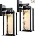 LED Dusk to Dawn Outdoor Light Fixtures - 2 Packs Modern Porch Lighting with Attractive Glass 13W 3000K LED Exterior Sconce Wall Mount with Photocell Sensor for House Front Garage Door Waterproof