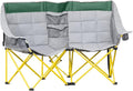 Loveseat Style Camping Chair Oversized Folding Lawn Chair with Carry Bag &amp Cup Holders for Outdoor Beach Picnic Hiking Travel Green &amp Gray