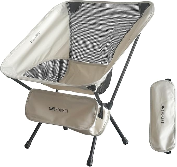 ONEFOREST Camping Chair Foldable Portable Backpacking Chair for Beach Camp Hiking Outdoor Sport Beige
