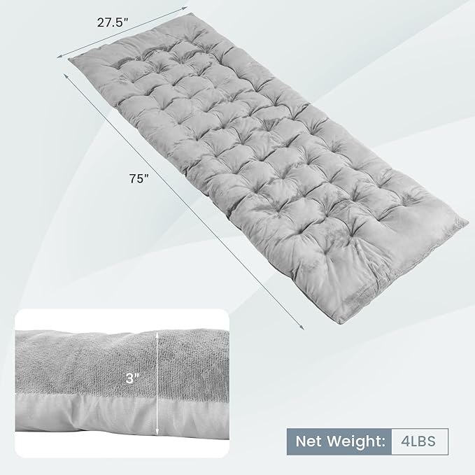 GOFLAME Camping Cot Mattress Sleeping Cot Pad with Soft and Breathable Crystal Velvet 75” x 27.5” Lightweight Comfortable Camping Cot Pad for Outdoor Hiking Vacation Traveling