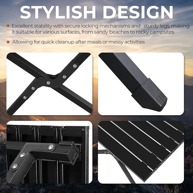 Outvita Beach Picnic Table Lightweight Roll Up Low Camping Table Portable Folding Table with Carrying Bag for Outdoor BBQ Sand Picnic Party Patio 34 Inches