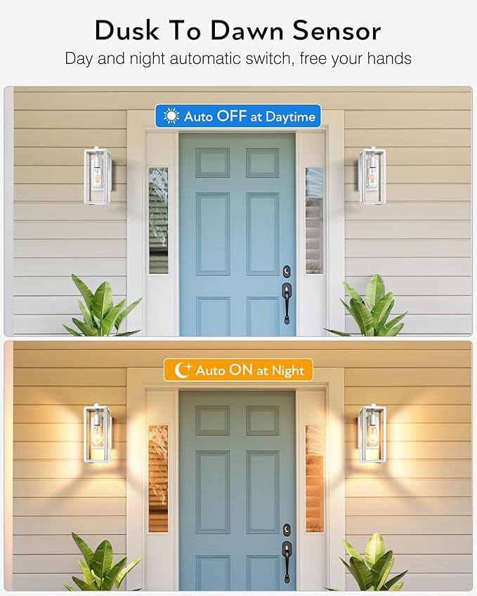 VIANIS White Outdoor Lighting Fixtures Dusk to Dawn Outdoor Lighting Exterior Light Fixture Wall Mount for House Anti-Rust Aluminium Porch Lights Outdoor for Patio Entryway