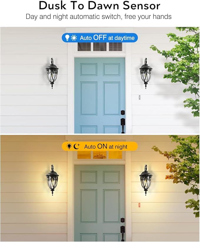 VIANIS Dusk to Dawn Porch Lights Outdoor Outdoor Wall Lights Oil Rubbed Bronze Waterproof Outside Lights for House House Entryway Porch Garage Anti-Rust Vintage Style