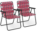 Giantex 2-Pack Beach Chairs for Adults Camping Chair with Steel Frame Webbing Design Lightweight Folding Directors Chair for Outdoor Patio Fishing Yard Poolside Lawn (Red)