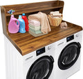 2 Tier Washer Dryer Countertop with Shelf54x27.5in Waterproof Wood Organizer Rack with StorageSpace-Saving Leader for Laundry RoomWalnut
