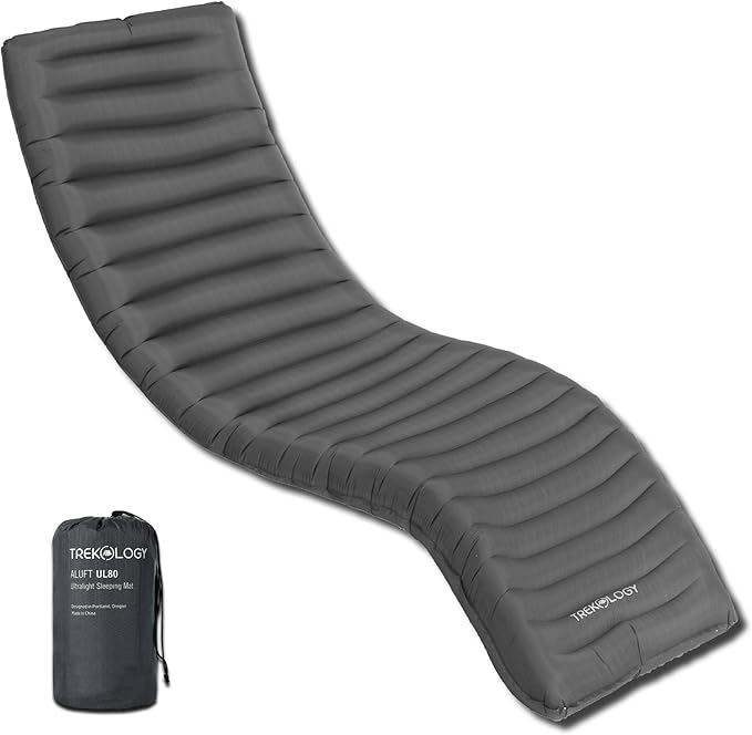 TREKOLOGY UL80 Ultralight Sleeping Pad – Inflatable Camping Sleeping Pad - 40D Nylon Compact Hiking Mat – Lightweight Air Mattress for Backpacking &amp Tent Camping
