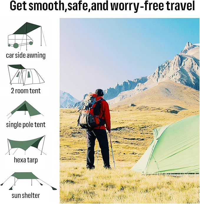 KOMCLUB Tent Poles Adjustable Lightweight Camping Tarp Poles 82.68 Aluminum Alloy Telescoping Solar sail Poles for Awning Canopy Tent Tarp Hiking Light Weight and Easy to Carry (2PC &amp Black)
