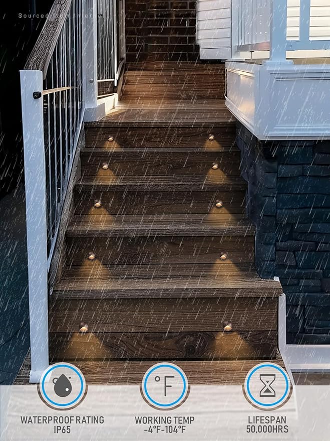 LEONLITE 12-Pack Recessed Low Voltage LED Deck Light Anti-Glare 12-24V AC/DC Recessed LED Step Riser Light IP65 Outdoor Step Stair Lights 3000K Warm White Aluminum Housing Oil Rubbed Bronze
