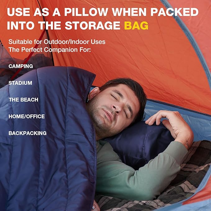 DUKUSEEK Outdoor Wearable Camping Blanket with Hood Large Packable Backpacking Hooded Stadium Blankets Lightweight Warm Quilt for Picnic Hiking Football 79X56