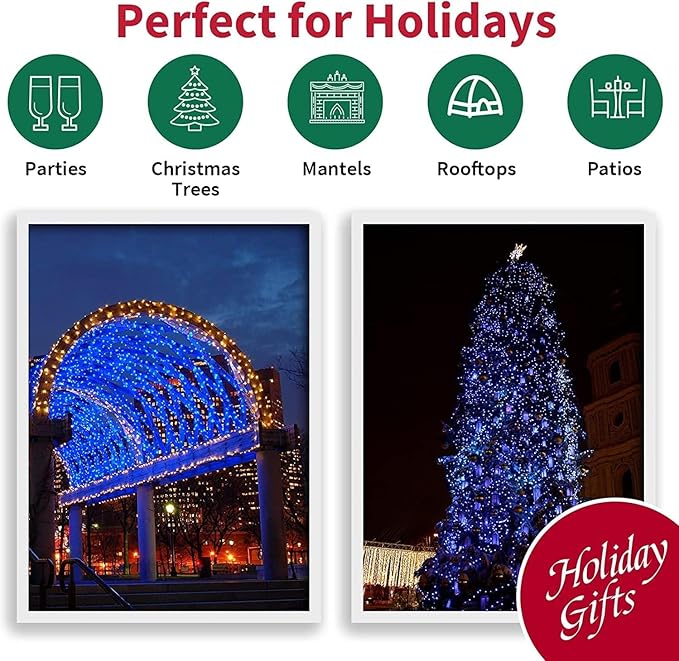 LAMPHOME 500 LED String Lights Outdoor 11 Modes Plug in Twinkle Fairy Lights for Bedroom 46ft 500LED Christmas Lights Cluster Lights Outdoor Waterproof -Blue