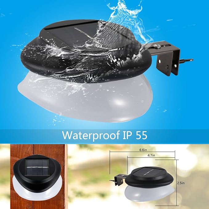 Solar Gutter Lights Outdoor 9 LED Super Bright Waterproof Wireless Security for Garden Wall Yard Deck
