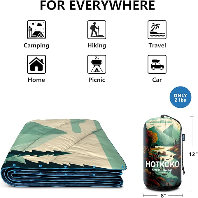 Camping BlanketPuffy Printed Camp Blankets Lightweight Packable for Outdoor CampingTraveling Stadium Hiking Picnics