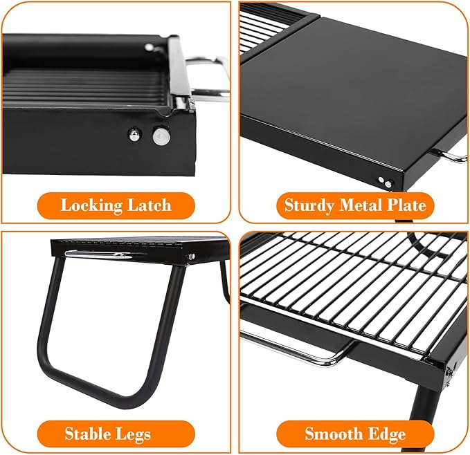 Folding Campfire GrillEnameled Coating Grate Heavy Duty Camp Grill Grate Portable Camping Grates Over Fire Pit Campfire Grill Cooking Equipment with Carrying Bag for Outdoor Cooking