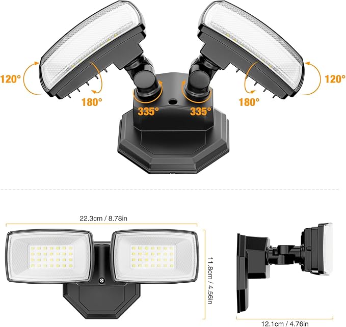 Onforu 3200LM Flood Lights Outdoor 32W 6500K LED Security Light Manual Switch Controlled IP66 Waterproof Outdoor Lights Wall Mount Exterior Flood Light with 2 Adjustable Heads Floodlights Outside