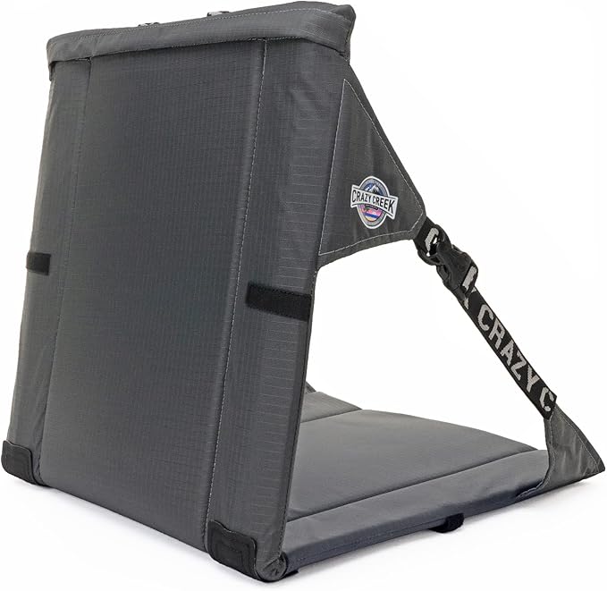 Crazy Creek Original Chair Perfect for Stadium Seats Camping Hiking &amp More Comfort On All Terrains Adjustable Straps Lightweight Design Water-Resistant Slate