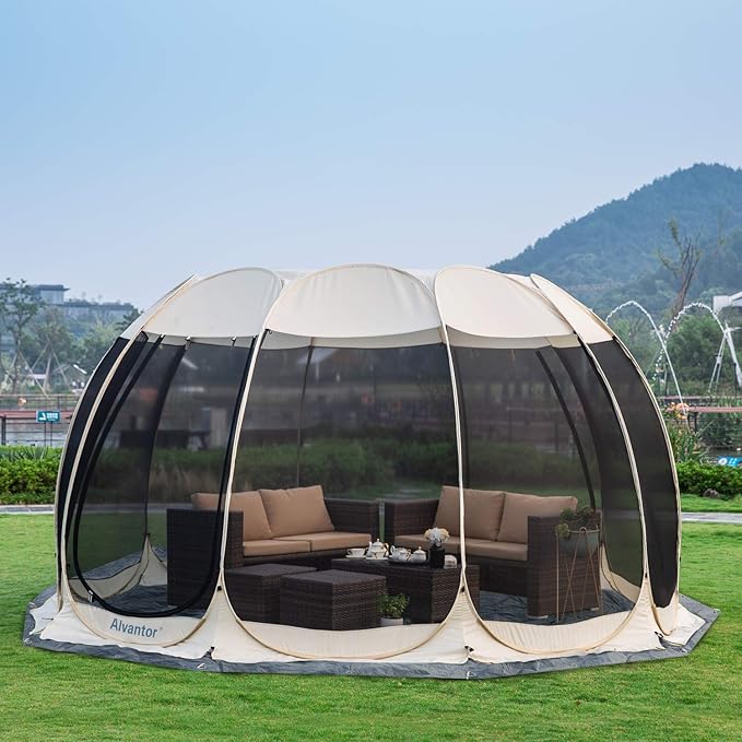 Alvantor Heavy Duty Tarp Waterproof 6'-10'-12'-15' Tarpaulin Ground Trailer with Rust Grommet Weather Resistant Cover Outdoor Camping 10 Mil Thick PE Floor Lightweight Mat