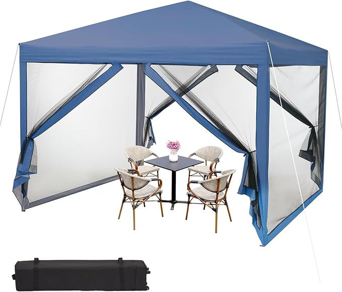 Outdoor Camping Tent 3x3 Meter Square Tent 2.7m Height Polyester-PU Coated Waterproof Navy Blue Color Family Camping Shelter